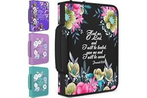 DEHITE Bible Cover Case for Women – Bible Carrying Bag – Pen Slots – Zippered Pocket – Premium Fabric – Floral Accessories Christian Gifts