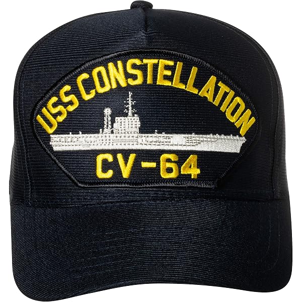 USS Constellation CV-64 Embroidered Baseball Cap - Navy Blue Stars & Stripes, Otto Brand