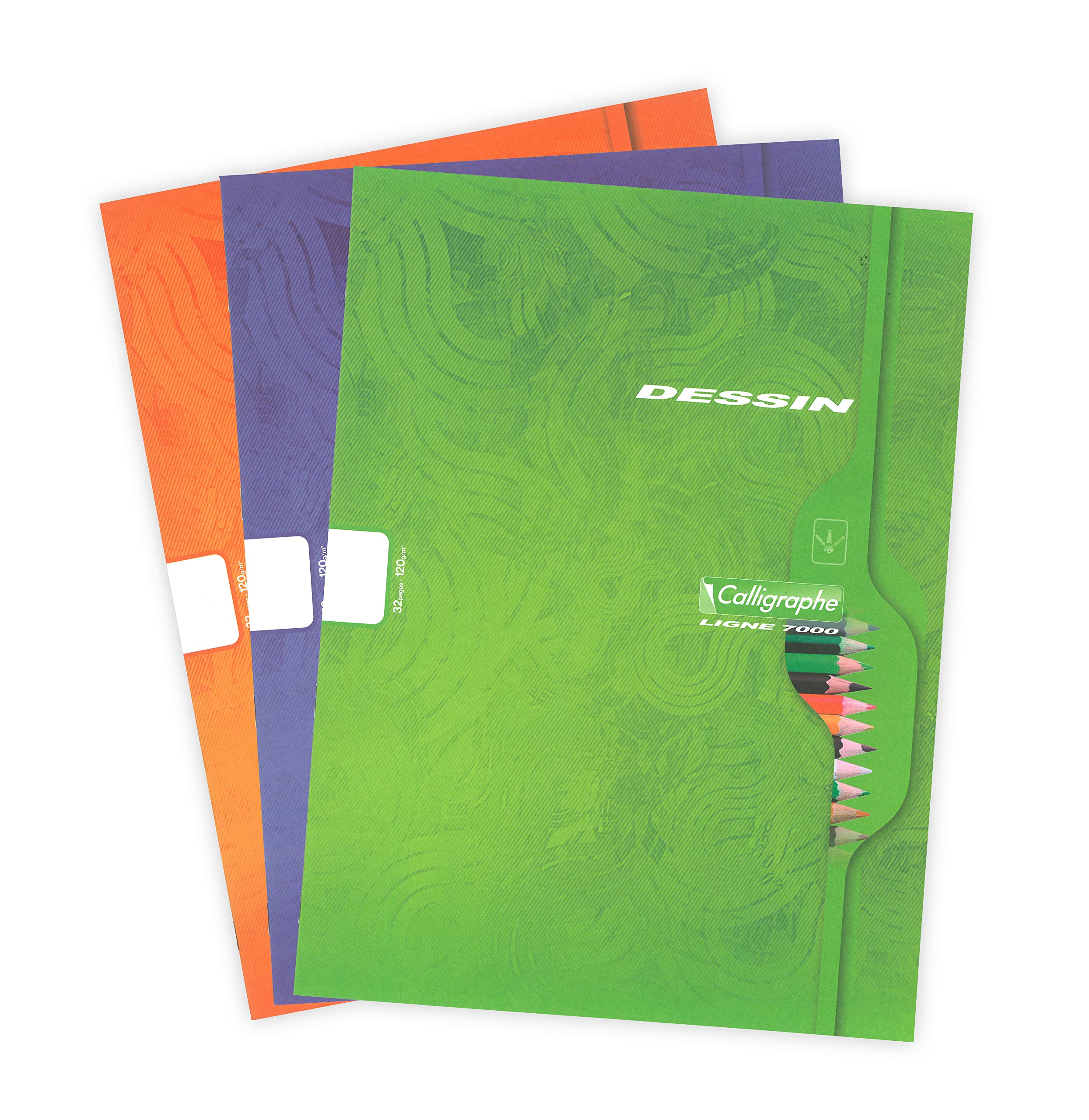 Calligraphe 7553C Set of 10 Drawing Notebooks (a Clairefontaine Brand) - 24x32 cm - 32 Plain White Pages - 120 g Drawing Paper - Card Cover - Random Colours