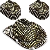 Kigeli 10 Pcs Lights LED Cowboy Cowgirl Hat LED Flashing Hat Cowgirl Hat for Western Cowboy Role Play(Silver,Sequin)