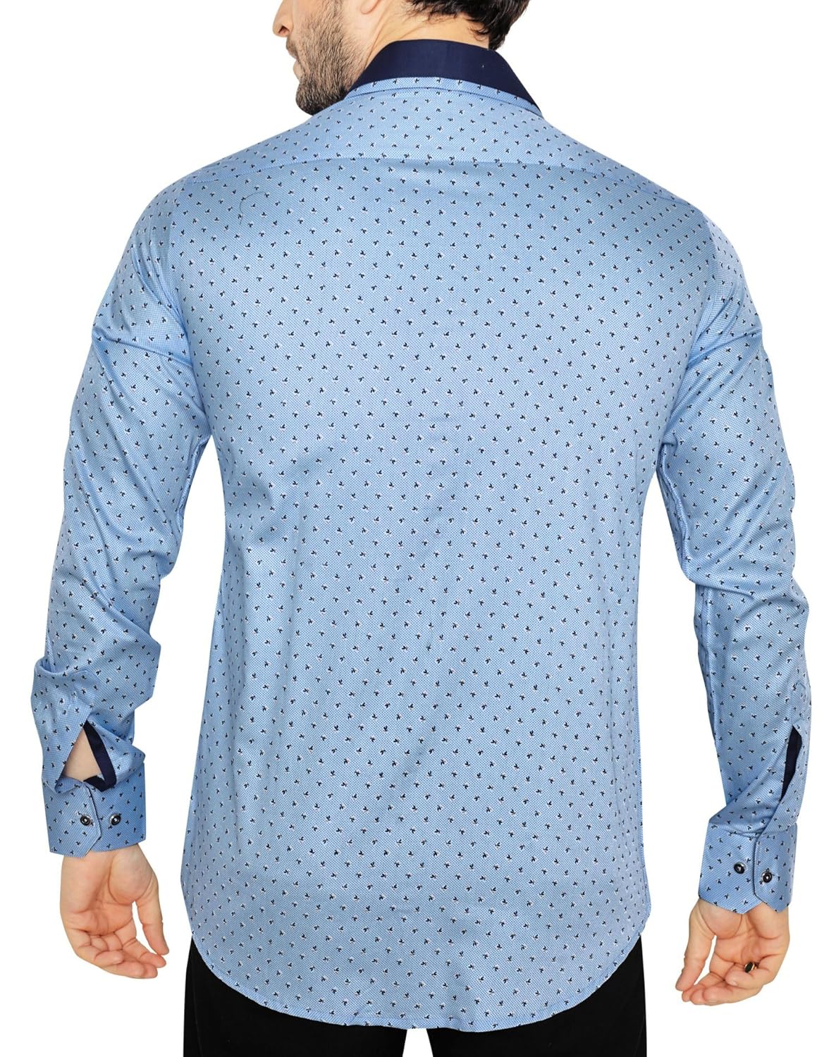 global rang men's cotton casual shirt blue_free size