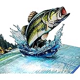 Bass Fish 3D Pop-Up Greeting Card | Symbolic Handmade pop up birthday card Design for Birthdays, Anniversaries & more | Popup cards with white envelope, stunning Craftsmanship for All Occasions
