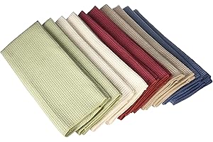 Eurow Microfiber Waffle Weave Fast Dry Lint-Free Kitchen Towels, 10-Pack, Assorted Colors