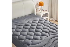 Sonive Queen Mattress Protector, Mattress Topper with 8-21" Deep Pocket, Mattress Pad with 3-Zone Support, Mattress Cover Microfiber Fitted Mattress Machine Washable Grey