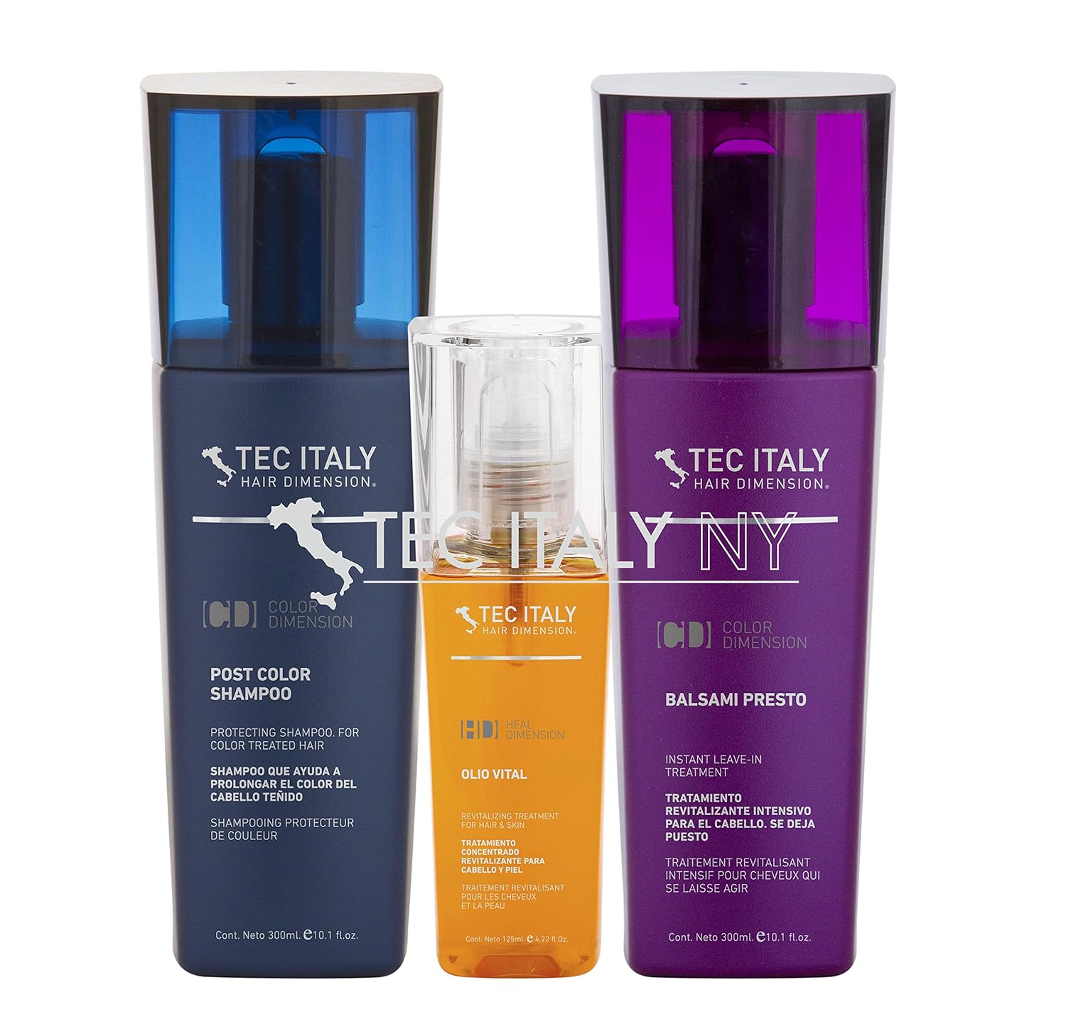 Tec Italy Color Package: Balsami Presto 10.1 Oz + Shampoo Post Color 10.1 Oz + Olio Vital 4.2 Oz.
