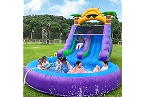 RELUNCH 26FT Commercial Water Slide for Adults Kids (Double Water Slides&Bigger Splash Pool), 100% PVC Inflatable Water Slides with Blower, Giant Blow Up Adult Water Slide Backyard Outdoor, 26x12x14ft