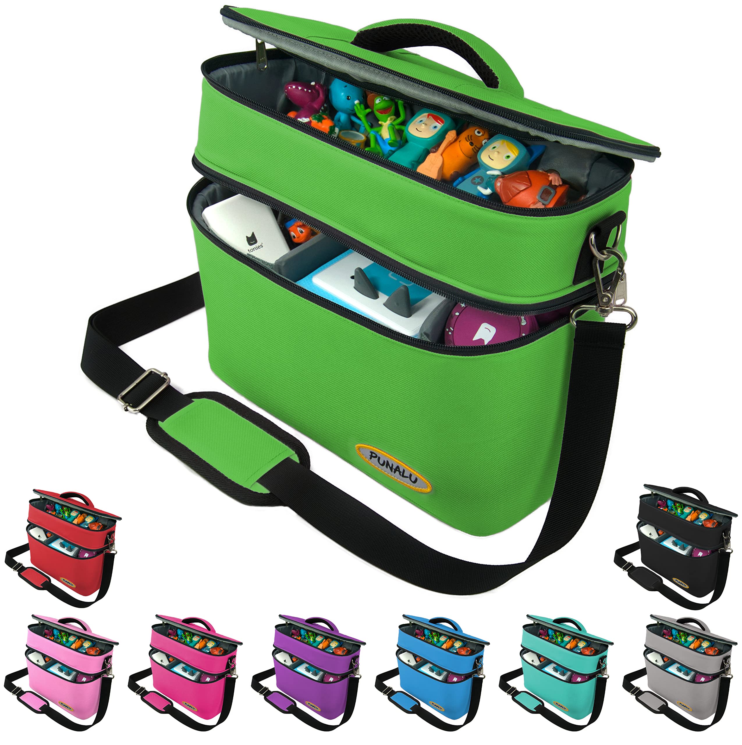 PUNALU Large Bag for Toniebox, Plenty of Space for Tonie Hearing Figures, Toniebox Bag (Green)