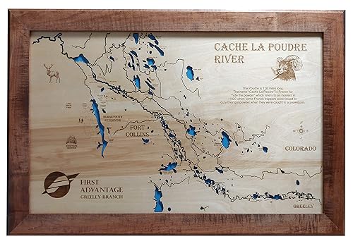 Amazon.com: Cache La Poudre River Colorado: Framed Wood Map Wall