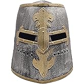 LOOYAR Kids Toy Middle Ages Medieval Crusader Knight Soldier Warrior Costume Helmet with Folding Face Mask for Boys Battle Play Halloween Cosplay LARP