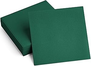 100 Linen-Feel Colored Paper Napkins - Decorative Cloth-Like GREEN Luncheon Napkins - Soft And Absorbent. For Kitchen, Party, Wedding, Dinner Or Any Occasion. (Pack of 100)