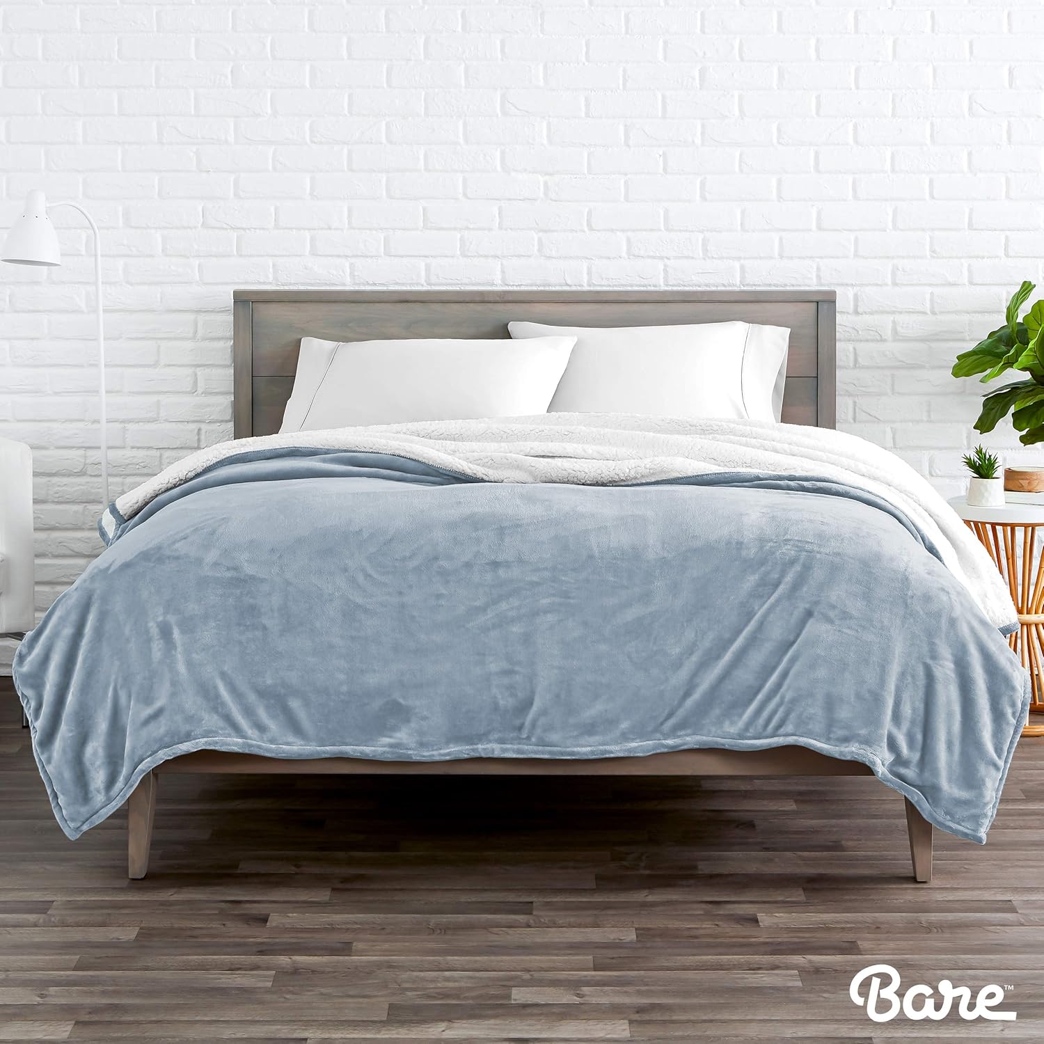 Bare Home Sherpa Fleece Blanket - Twin/Twin Extra Long - Fluffy & Soft Plush Bed Blanket - Hypoallergenic - Reversible - Lightweight (Twin/Twin XL, Dusty Blue): Home & Kitchen