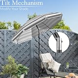 CHRISTOW 2m Beach Umbrella Tilting Parasol UV 30+ with Bag Grey/White view 5