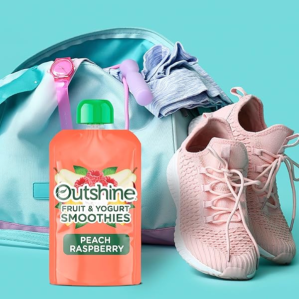 OUTSHINE FRUIT & YOGURT SMOOTHIE PEACH RASPBERRY, SMOOTHIE POUCH, ON THE GO SNACK, 4PK 3.5 OZ