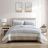 Nautica - King Quilt Set, Reversible Cotton Bedding with Matching Shams, Modern Home Decor for All Seasons (Dover Beige, King)