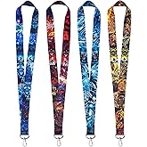 Babymiu Anime Blue Eyes White Dragon Cool Teacher Kids Neck Lanyard（4 Pack） for Key String Wallet. Accessories Decor Gifts Merch Party Supplies ID Card Badge Holder Keychain for Teens Student Office