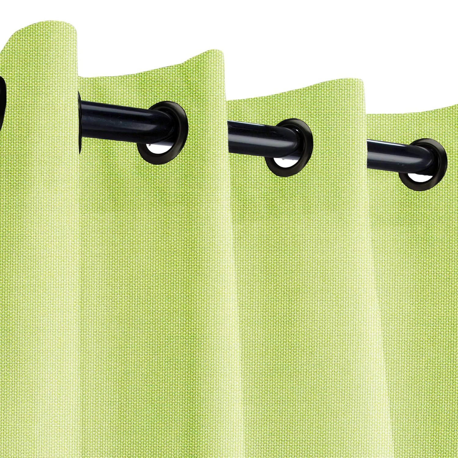 Sunbrella Canvas Brass Outdoor Curtain with Dark Gunmetal Grommets 50 in. Wide x 84 in. Long