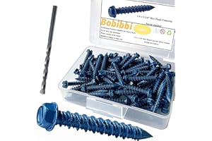 Bobibbi 1/4 x 1-3/4" Hex Head Concrete Screw Anchor, for Anchoring to Masonry, Block or Brick (100Pcs)