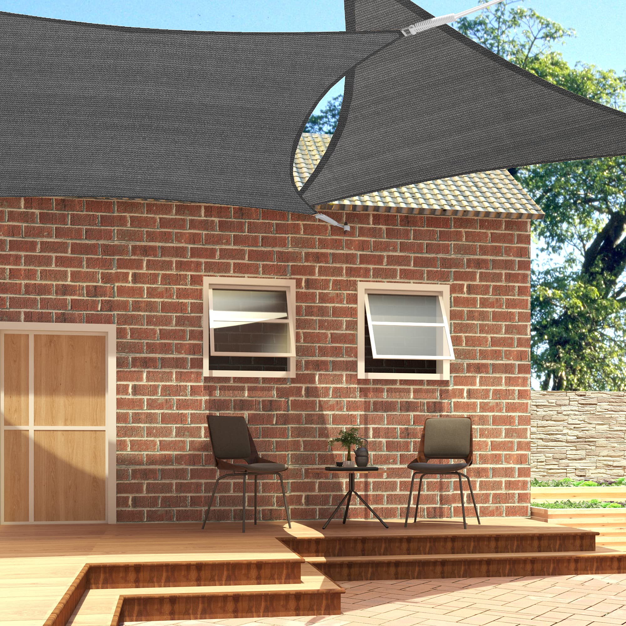 EUGAD Sonnensegel 200g/m² inkl Befestigungsseile Premium HDPE Wetterbeständig Atmungsaktiv Dreieck rechtwinklig,luftdurchlässig, wasserdurchlässig, für Terrasse, Garten, Balkon, Camping 6