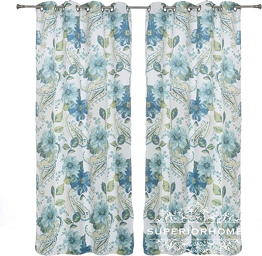 Amazon Com Set Of 2 Rod Pocket Floral Paisley Print Blackout