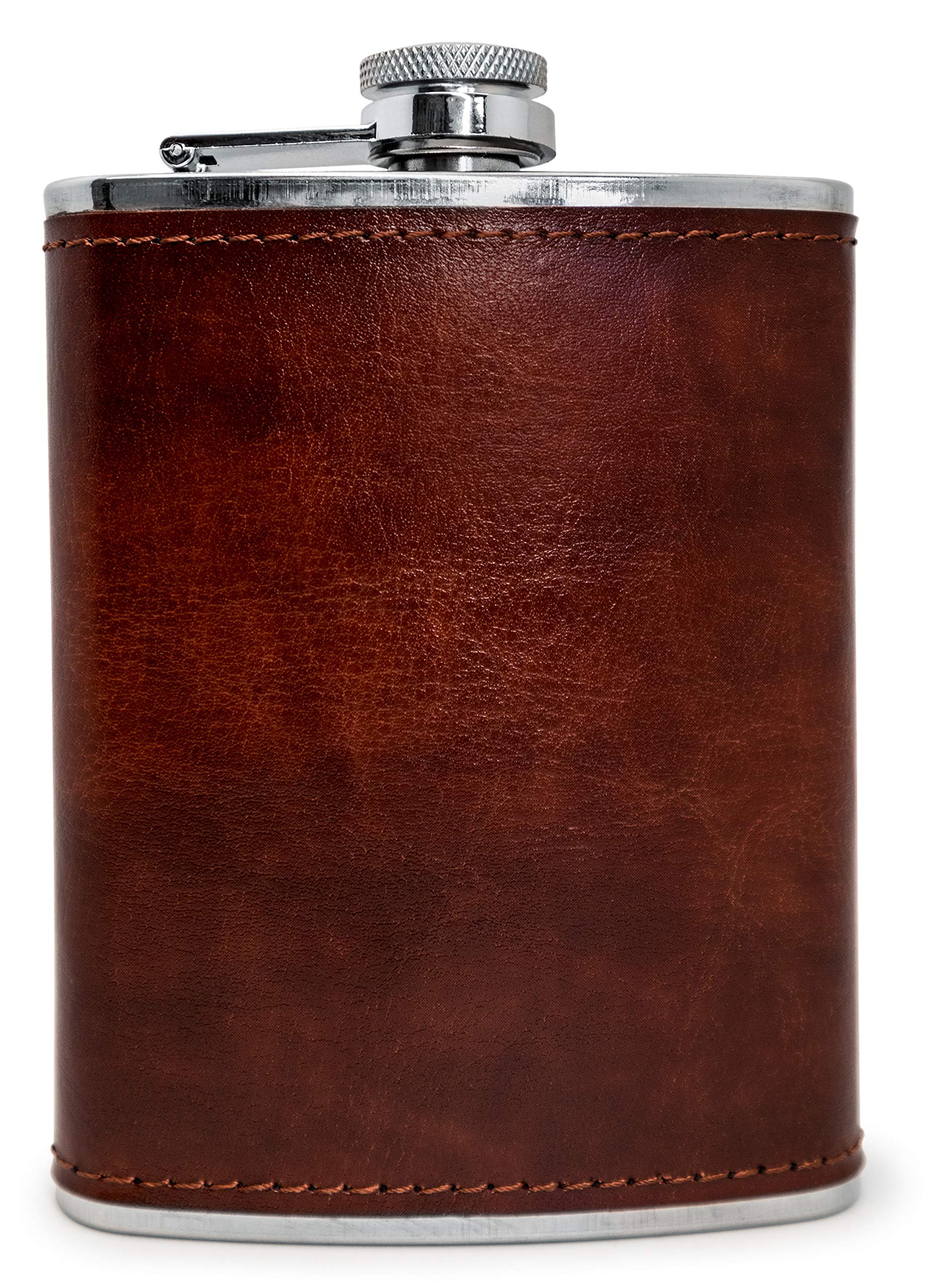 VB VIN BOUQUET Stainless Steel Hip Flask, Leather Lined with Funnel Included