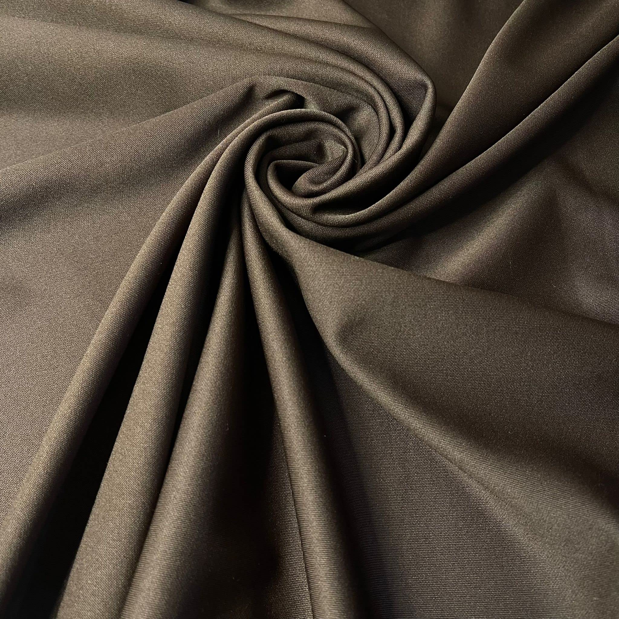 Scuba Crepe Breathable Superior Quality Stretch Wet Suit Dress Fabric 140cm Wide (2 METER, BROWN)