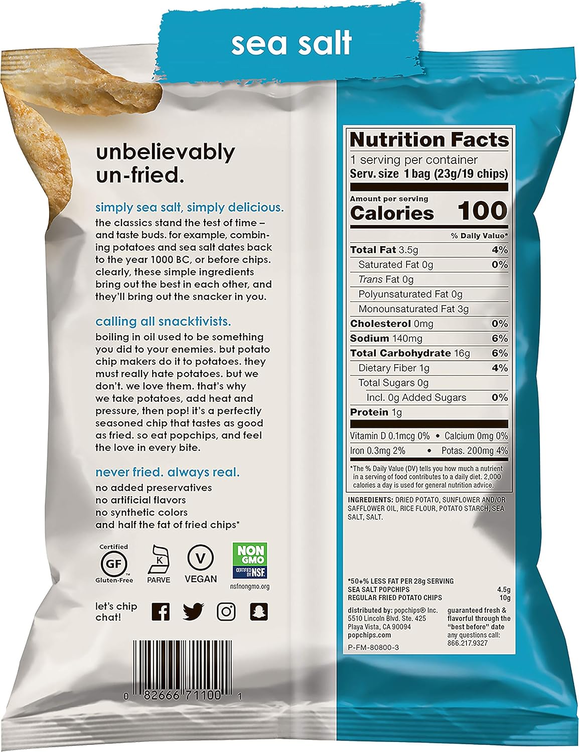 Amazon Com Popchips Potato Chips Sea Salt 0 8 Ounce Pack Of 24