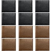 VZZNN 12 PCS Leather Bifold Wallets for Men,Men’s Wallet Bulk for DIY Engraving,With Money Clip,Card Holder(6 Black & 6 Khaki)