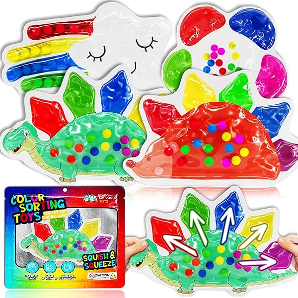 4-PACK COLOR SORTING SENSORY TOYS FOR TODDLERS AGES 3+ MONTESSORI TRAVEL TOYS CALM DOWN TOY FOR PRESCHOOL | FLOWER, PORCUPINE, CLOUDY RAINBOW COLOR MATCHING ACTIVITIES GIFT READY FOR BOYS GIRLS B-DAY