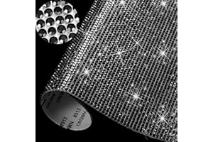 Outus 12000 Pcs Bling Bling Rhinestone Sheet Rhinestones Sticker DIY Car Decoration Sticker Self Adhesive Glitter Crystal Gem Stickers for Car Decoration, 9.4 x 7.9 Inch(Black)