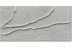 NANKAI Thick Texture White Abstract Oil Painting Beach Wave Landscape Family Wall Art Deco 24X48 Inches