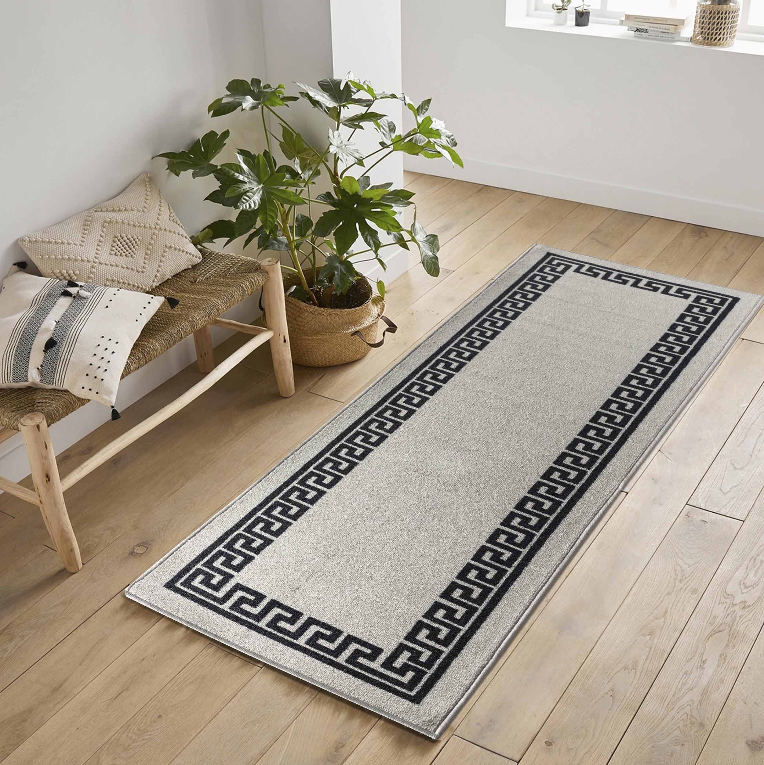 Washable Door Mat Kitchen Mats Non Slip Greek Key Design Hall Runner- Indoor Door Mat - Hallway-Passage Corridor Doormats - Floor Mat