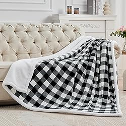 BEDELITE Sherpa Fleece Blanket - Black and White