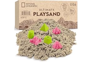 Blue Marble National Geographic Moon Sand - 24 Lbs. of Play Sand with Castle Molds (Natural) - A Fun No Mess Sensory Activity, Kids Play Set, Sensory Bin Filler