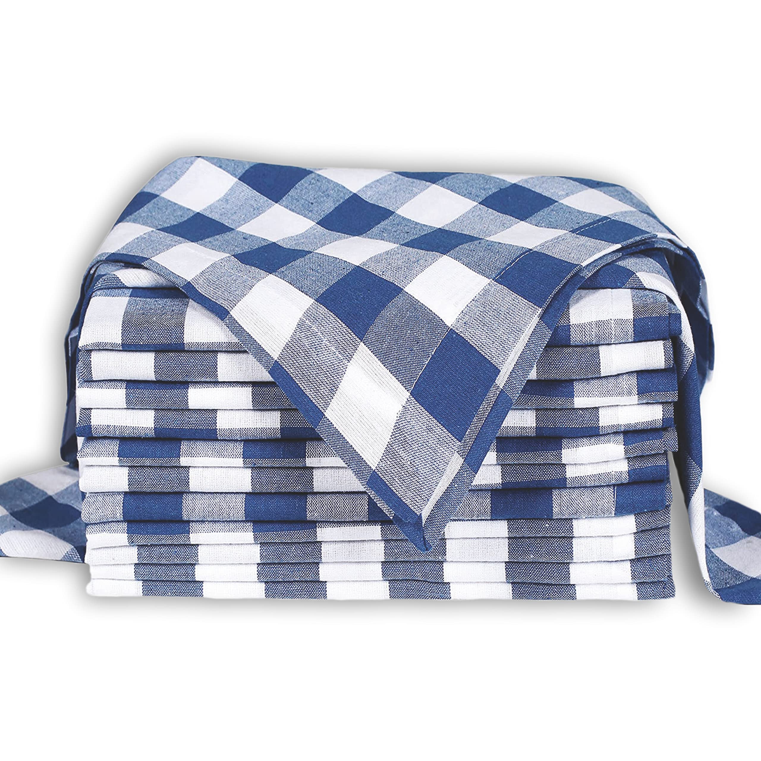 12Pack Night sky blue white 100% Cotton Yarn Dyed Gingham Check Dinner Napkins 18x18Inch,Clambake Beach party Nautical Dinner Napkins as well offered by Linen Clubs