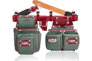 FUERI Tool Belt Heavy Duty Nylon Leather Carpenters Tool Pouches Bags Organizer for Men Construction Electricians Framers Ironworkers Women