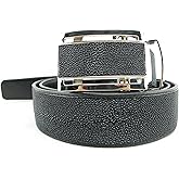 Pelgio Genuine Stingray Shagreen Skin Leather 1 Diamond Men's Belt 46" Black