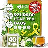 40 Premium Soursop Graviola Leaf Tea Bags, 100% Natural and Pure from Soursop Leaves, Handmade, Made With Natural Materials-Corn Fiber Tea Bag, Sugar/Caffeine/Gluten Free, Hoja Guanabana Tea