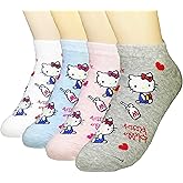 JJMax Women's Hello Kitty Cute Cotton Blend Ankle Socks Set, Milk Kitty, One Size