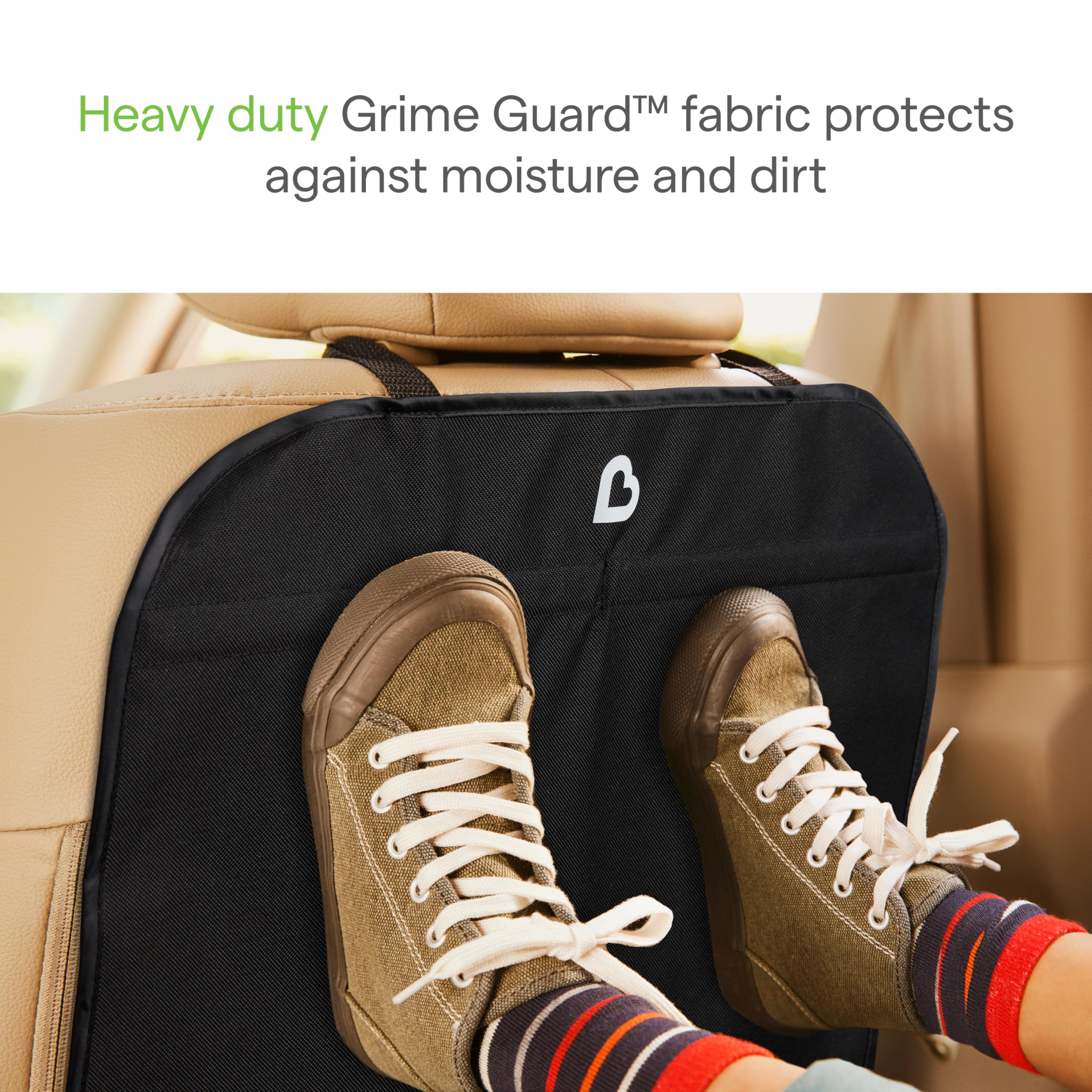 Munchkin Back Seat Cover for Kids, Deluxe Kick Mats? Car Seat Protector, Black, 2 Pack
