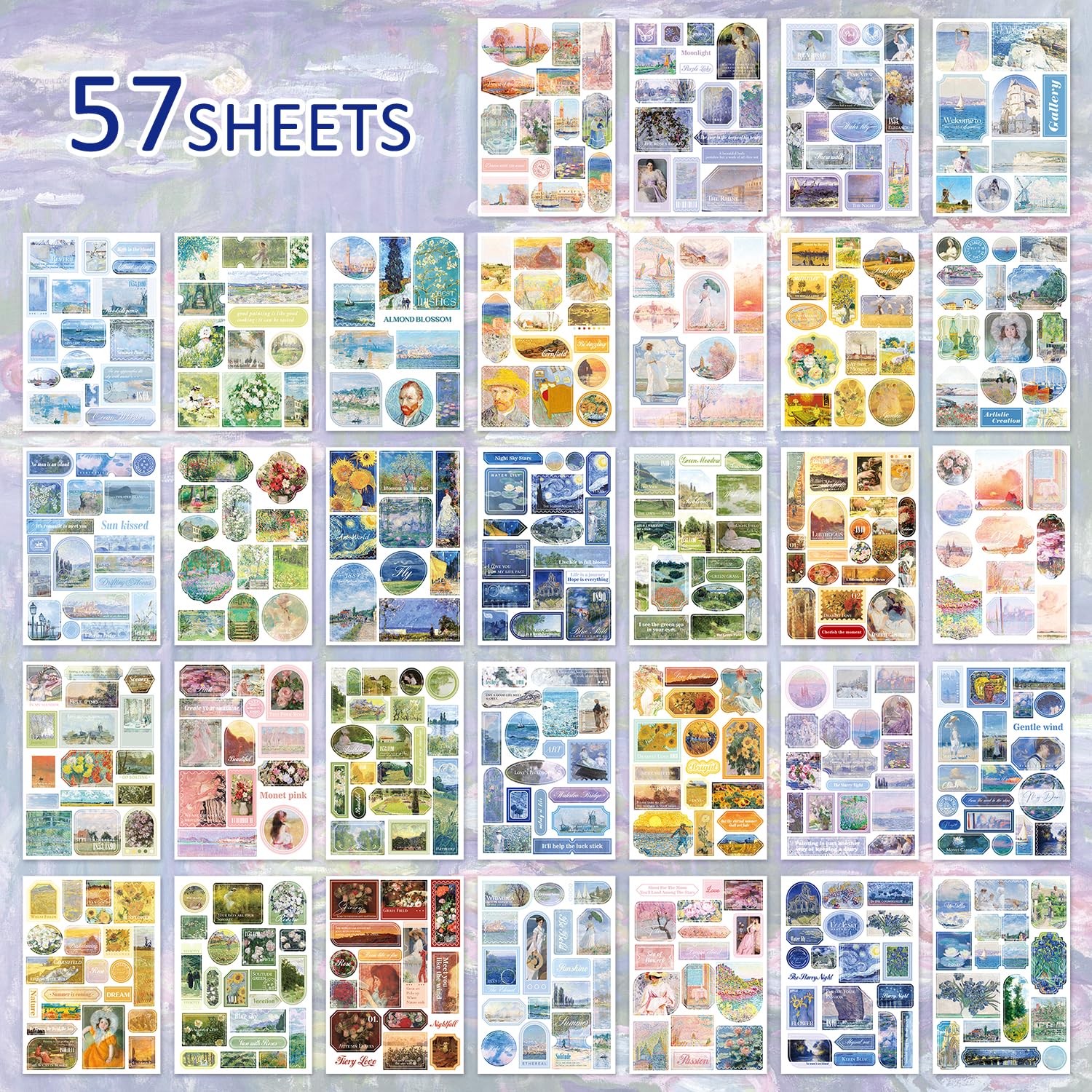 Vintage Oil Painting Scrapbook Sticker, Journaling Supplies for Junk Journal, 500+ Scrapbooking Washi Stickers & 25 Ephemera Papers Art Scrapbook Supplies for Adults Teens Women Girls Junk Journal