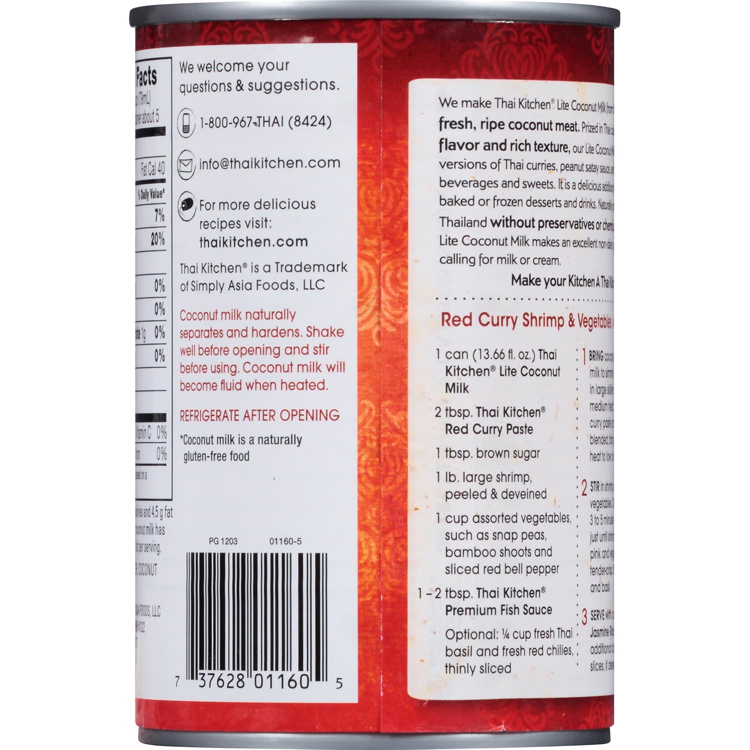 Thai Kitchen Lite Coconut Milk Nutrition Runners High Nutrition