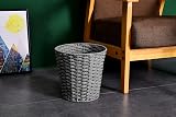 Zuvo Round Wicker Waste Paper Bin Grey 25x25x18 cm view 3