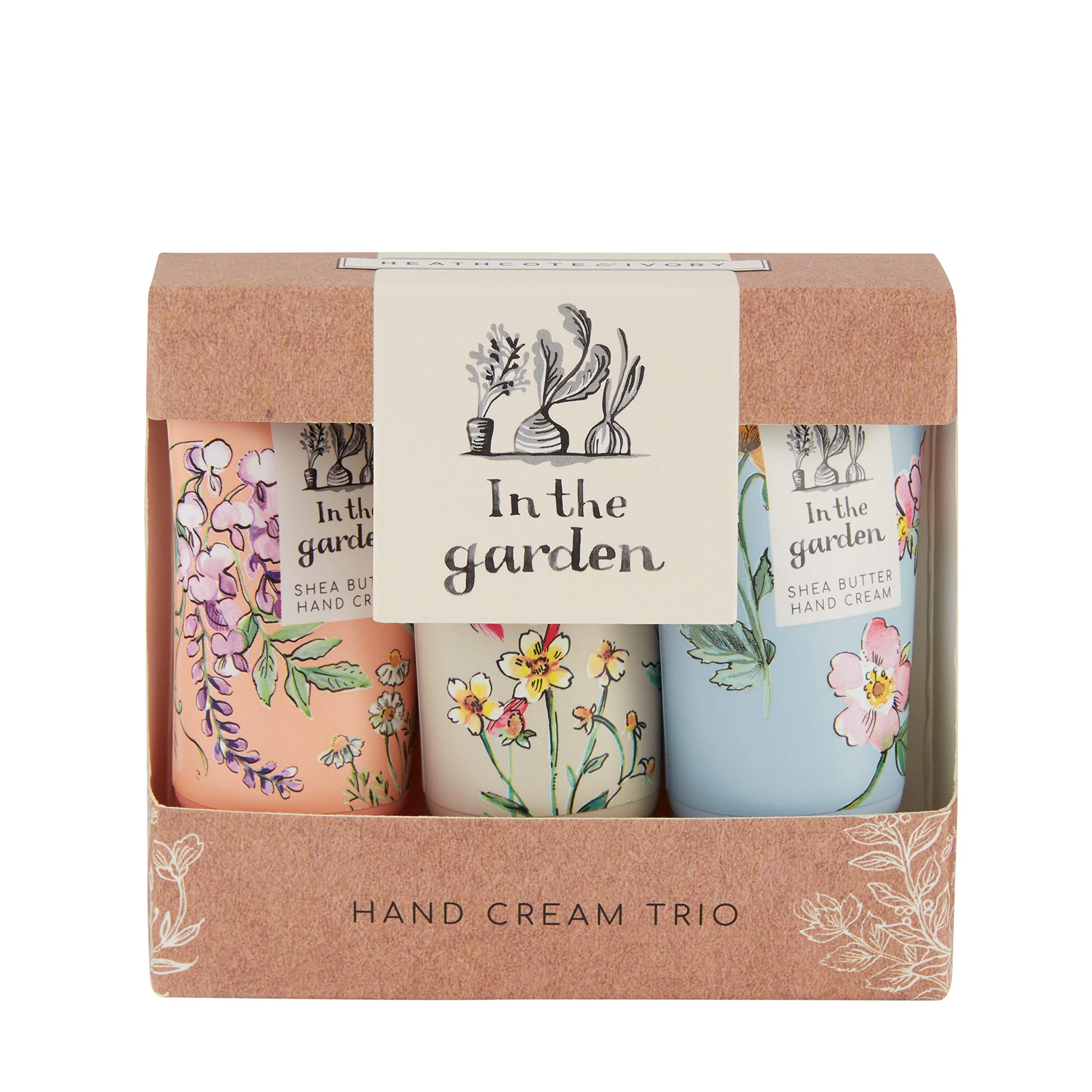 Heathcote & Ivory Hand Cream 3x 30 ml, Shea Butter and Essential Oils, Travel Size, Vegan and Cruelty Friendly, Beauty Gift For Her, In The Garden Collection