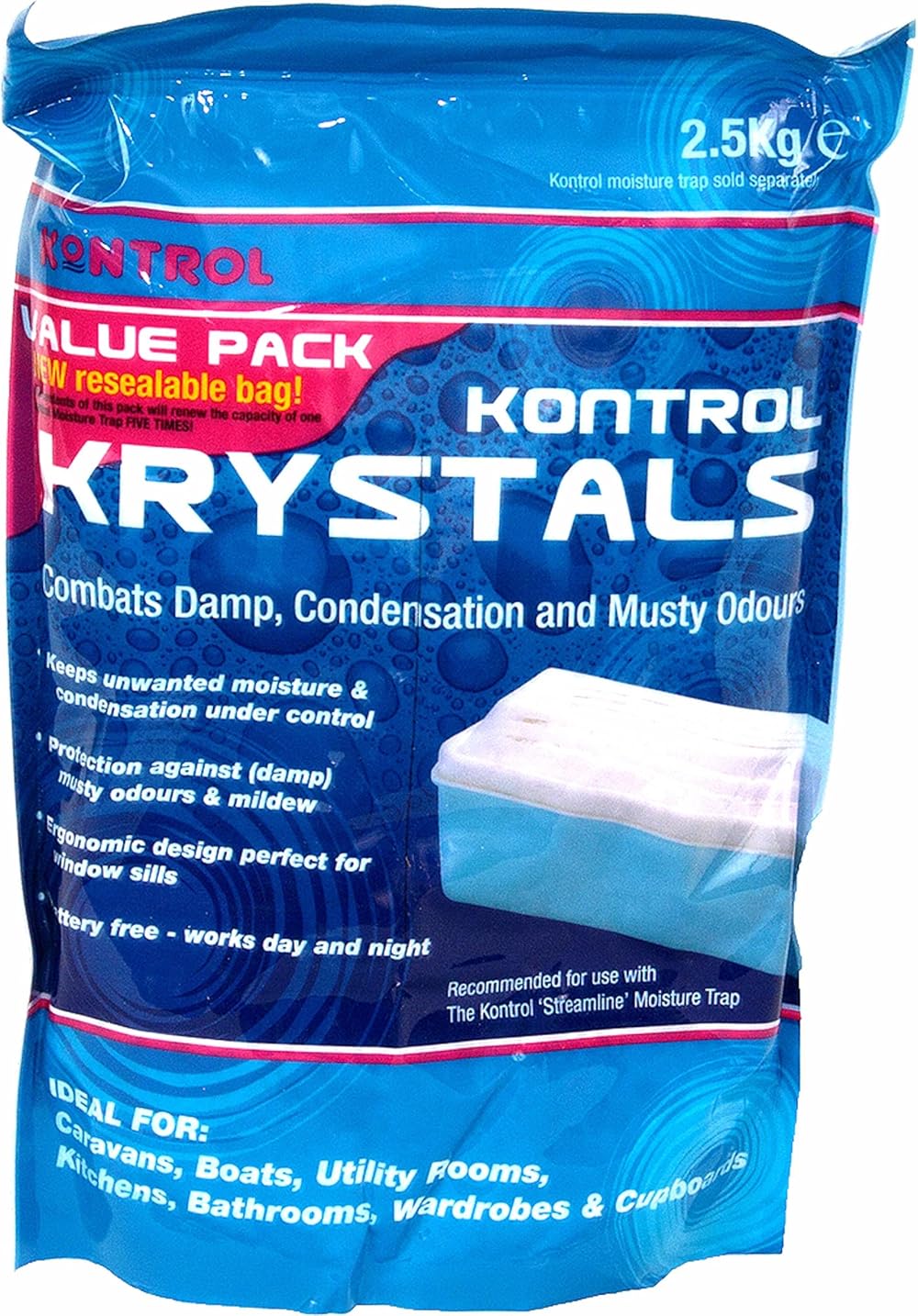 Kontrol Moisture Krystal Refill Pack 2.5Kg - Scent Free Dehumidifier