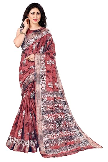 Womens Cotton Mix Office Wear Saree With Blouse Piece