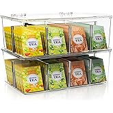Kichly 2 Pack Tea Bag Organizer - Stackable Acrylic Tea Bag Organizer with Clear Plastic Storage for Kitchen & Pantry, Perfec