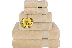 Cotton Paradise 6 Piece Towel Set, 100% Cotton Soft Absorbent Turkish Towels for Bathroom, 2 Bath Towels 2 Hand Towels 2 Washcloths, Beige Towel Set