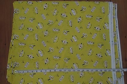 amazon com despicable me minions eyes cotton fabric yellow background 44 inches wide sold by the yard amazon com