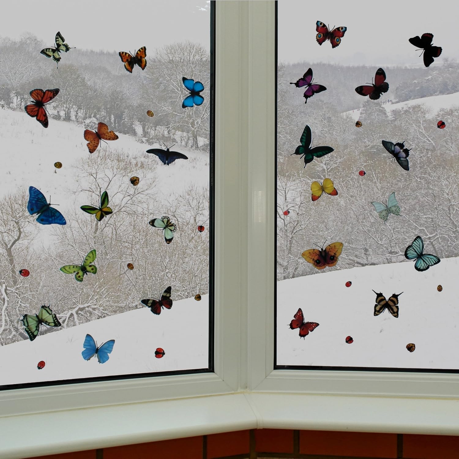25 Realistic Butterflies & 17 Ladybird Window Clings by Articlings - Non-Adhesive Stickers Quickly Decorate and Brighten Your Windows - Image 5
