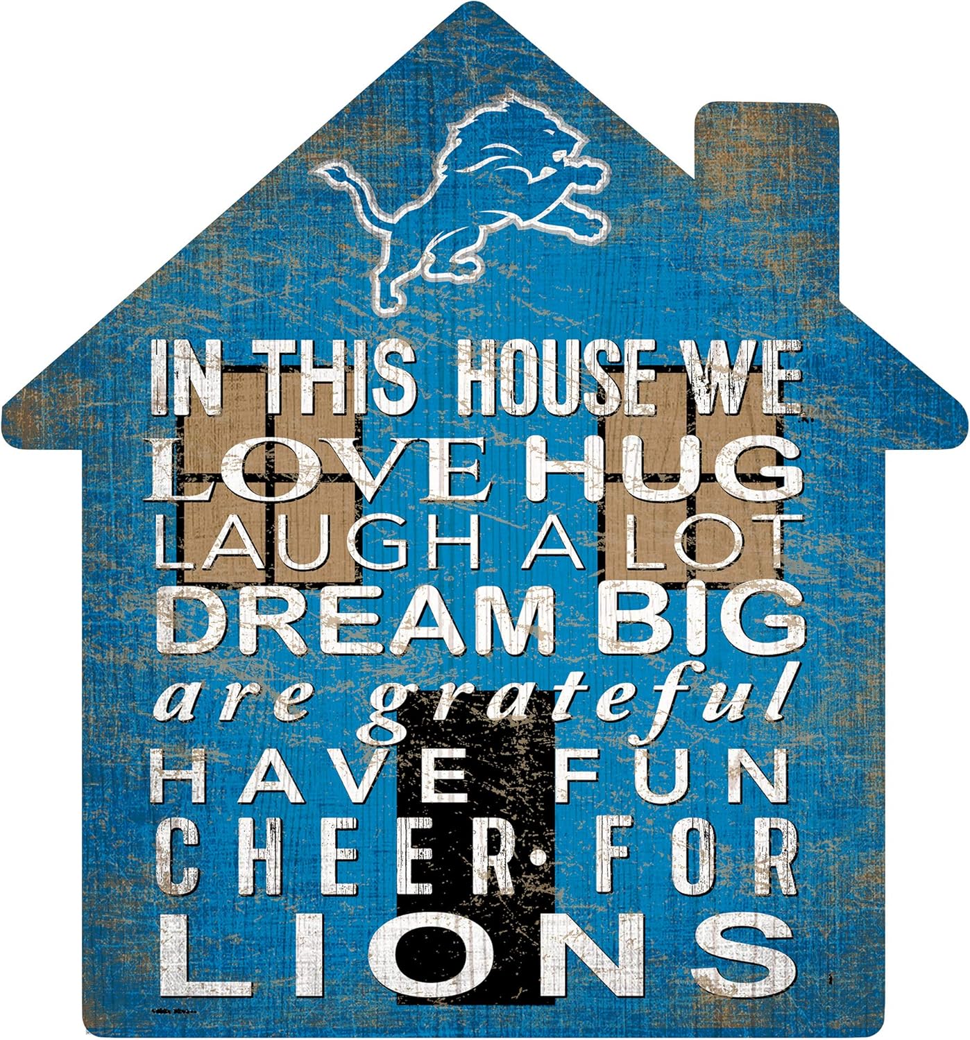NFL Detroit Lions Unisex Detroit Lions House Sign, Team Color, 12 inch